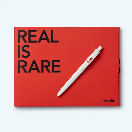 AON notebook and pen commercial product photography by Zimmerman Photo