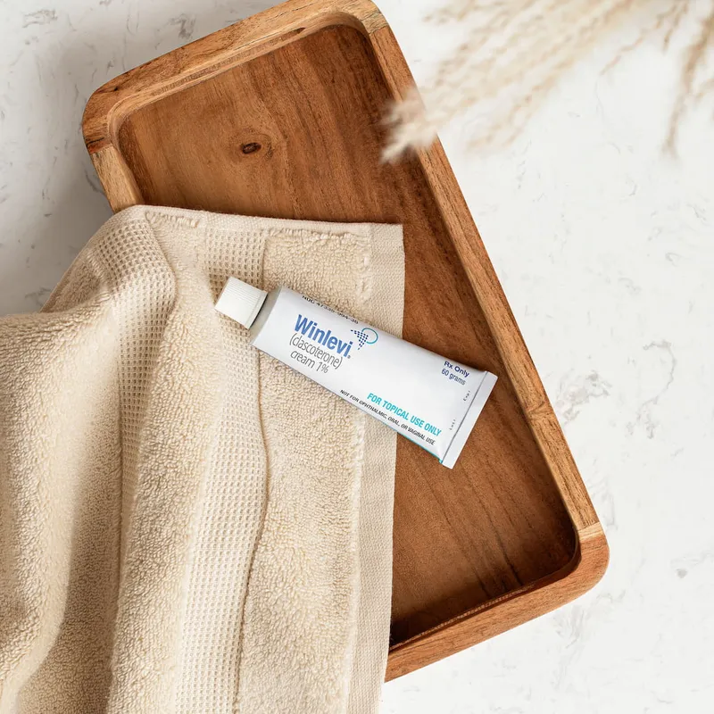 Winlevi skincare bathroom lifestyle product photography by Zimmerman Photo Chicago